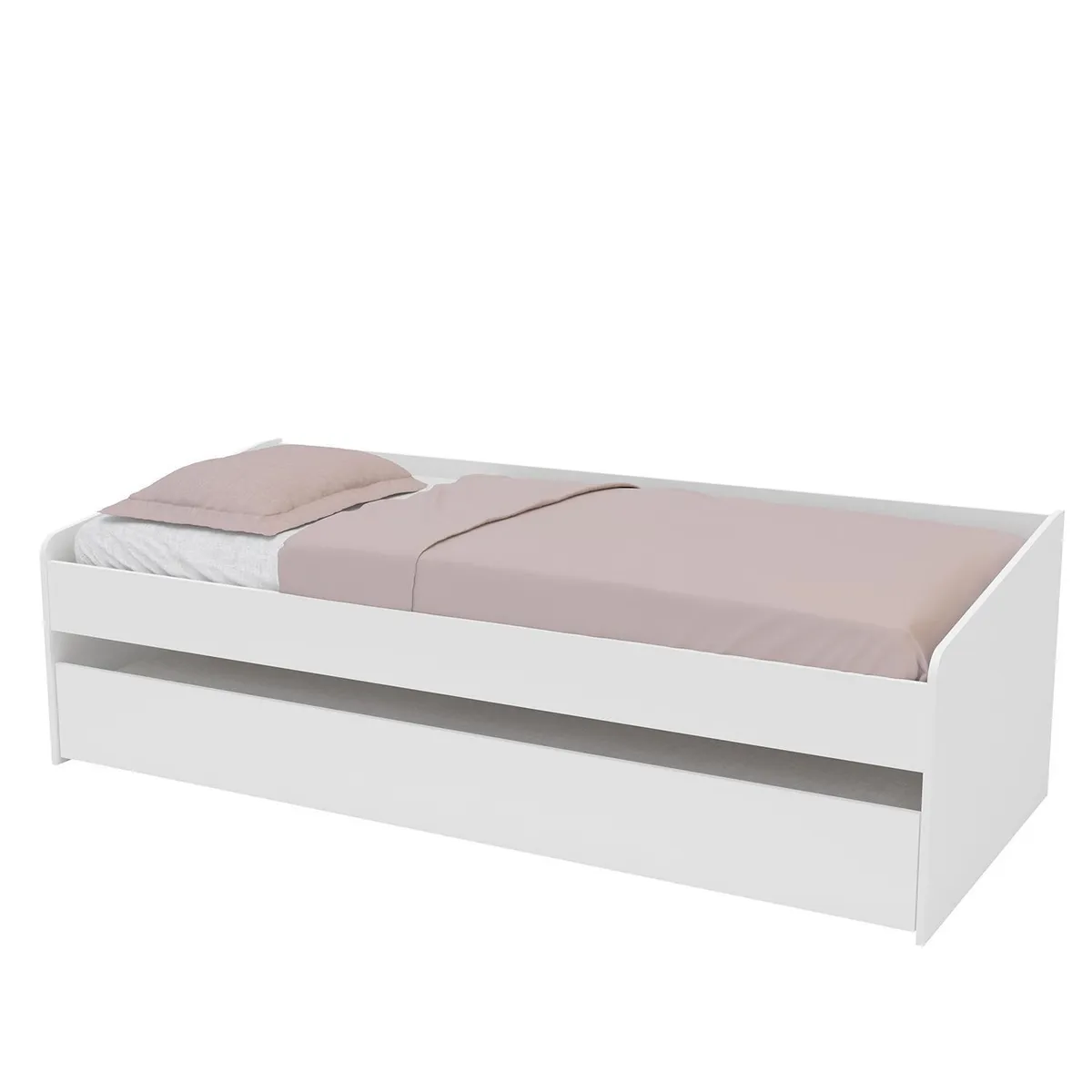 VEKKAHOME - Cama 1 plaza Nido Gandu Blanco