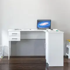 VEKKAHOME - Escritorio en L Esquinero Barcelona Blanco 106x75.5x125.5 cm