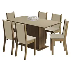 VEKKAHOME - Juego de Comedor Suecia 6 Sillas Mesa Rectangular 90x79x160 cm Café/Beige