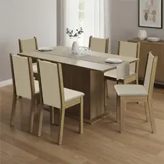 VEKKAHOME - Juego de Comedor Suecia 6 Sillas Mesa Rectangular 90x79x160 cm Café