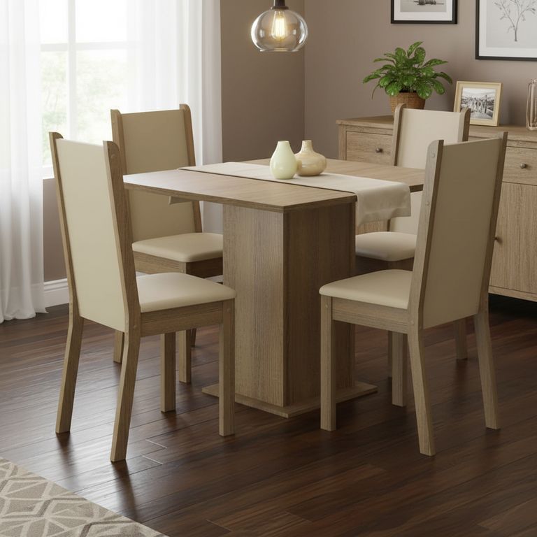 Juego de Comedor Lilo Leone 4 Sillas Mesa Cuadrada 90x78x90 cm Cafe