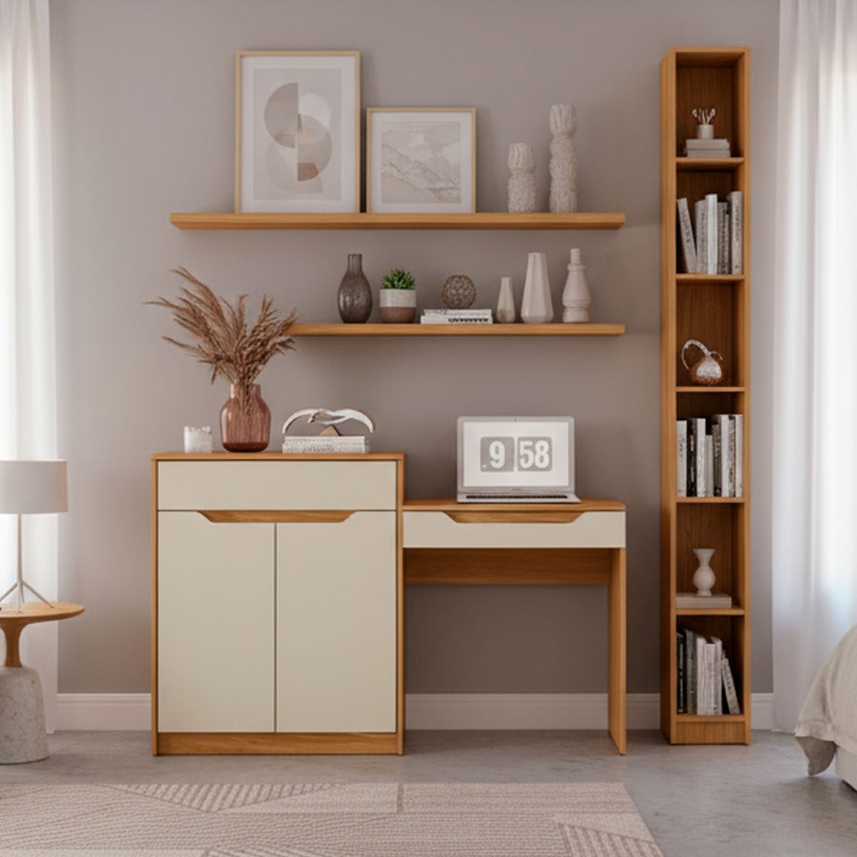 VEKKAHOME - Tocador 1 Cajón(es) Trend 139x91x45 cm Roble Grife/Off White