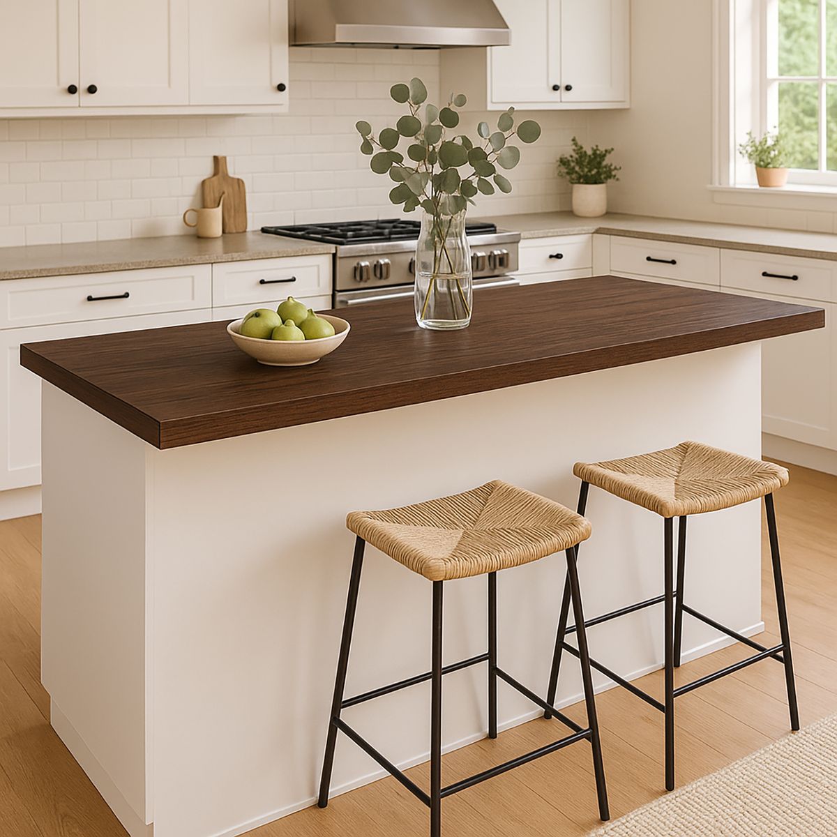 FILHER - Cubierta Recta Compacta 62x240 cm de Melamina Natural Elm Tabaco