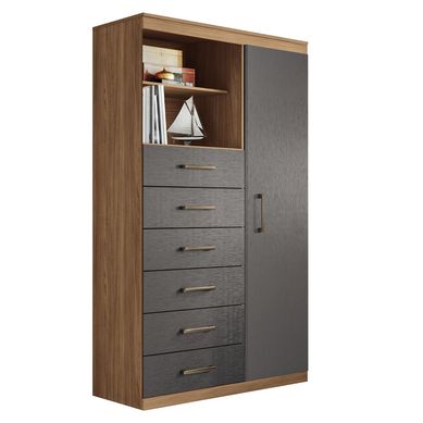 Cmoda 1 puerta 6 cajones gris jatoba grafito