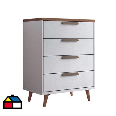 Cmoda 4 cajones patas de madera blanco jatoba