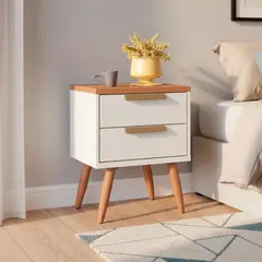 ONESSTA - Velador 2 Cajón(es) Jatoba 46.7x61.8x40 cm Blanco