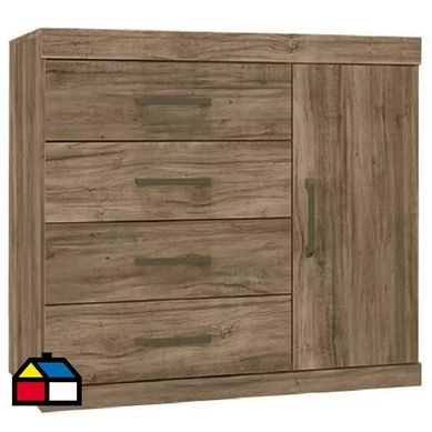 Cmoda 1 puerta 4 cajones caf claro atacama