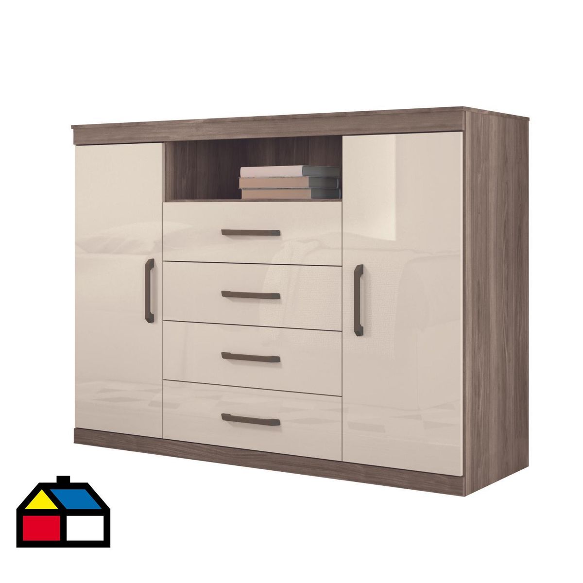 ONESSTA - Cómoda 2 Puertas 4 Cajón(es) Master 129x99x46.8 cm Beige