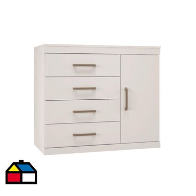 Cmoda 1 puerta 4 cajones blanco