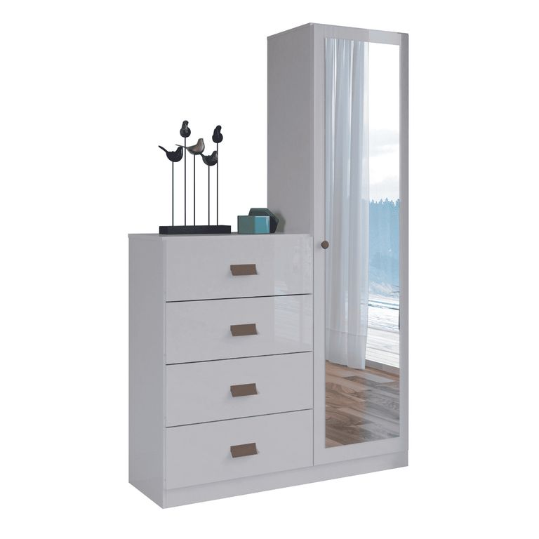 Cómoda 1 Puerta 4 Cajón 106,9x180x39,5 cm Blanco