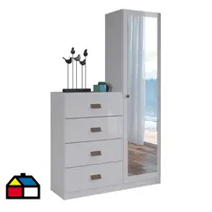 ONESSTA - Cómoda 1 Puerta 4 Cajón 106,9x180x39,5 cm Blanco