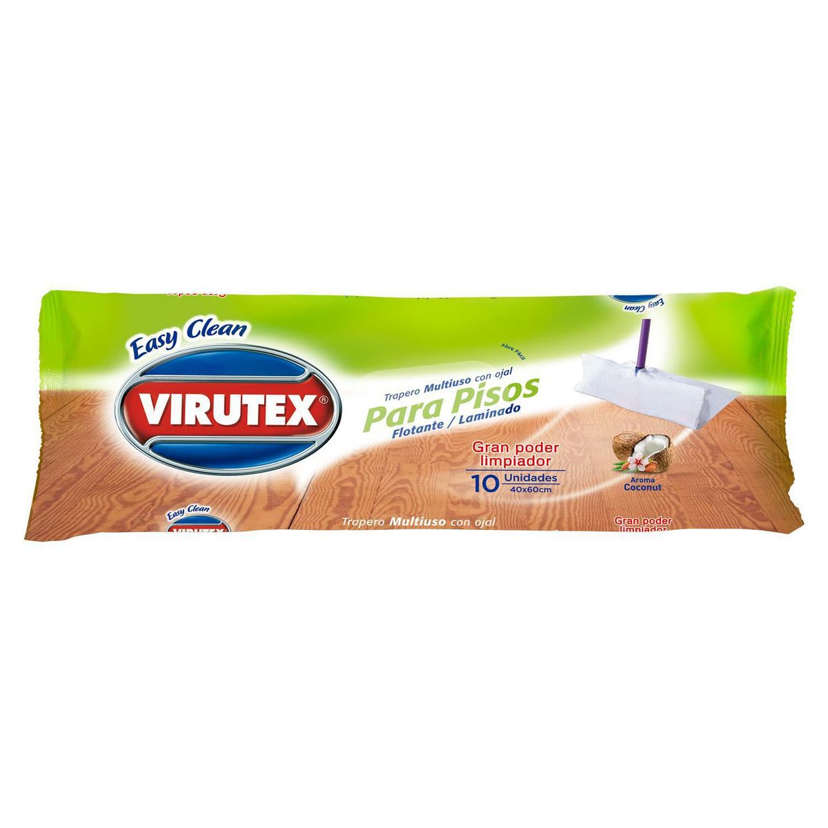 VIRUTEX - Pack 10 Traperos Húmedos Virutex Coco para Piso Flotante Laminado 40x60 cm
