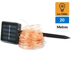 BP ILUMINACION - Guirnalda cordel solar de 20 m luz cálida 3000K