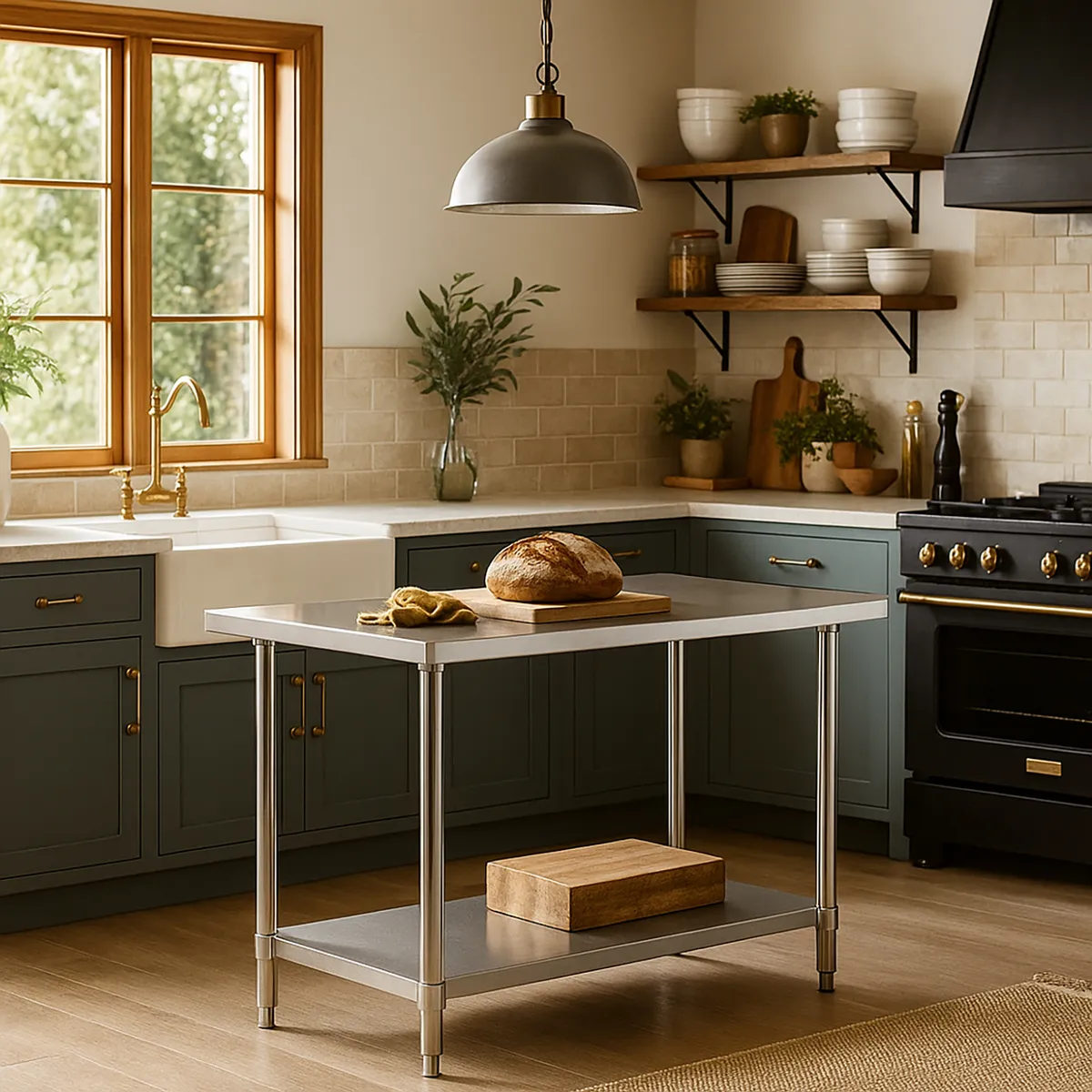 VENTUS - Meson de trabajo Central con repisa inferior Eco 60x120 cm de Acero Inoxidable Inox