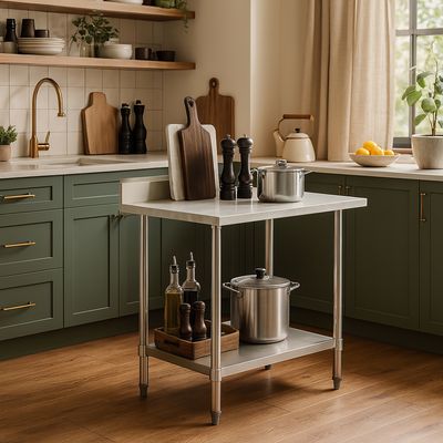 Imagen 2 del producto Meson de trabajo Mural con repisa inferior Eco 60x90 cm de Acero Inoxidable Inox