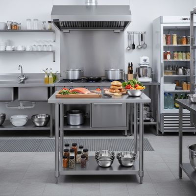 Imagen 2 del producto Meson de trabajo Central con repisa inferior Eco 60x90 cm de Acero Inoxidable Inox