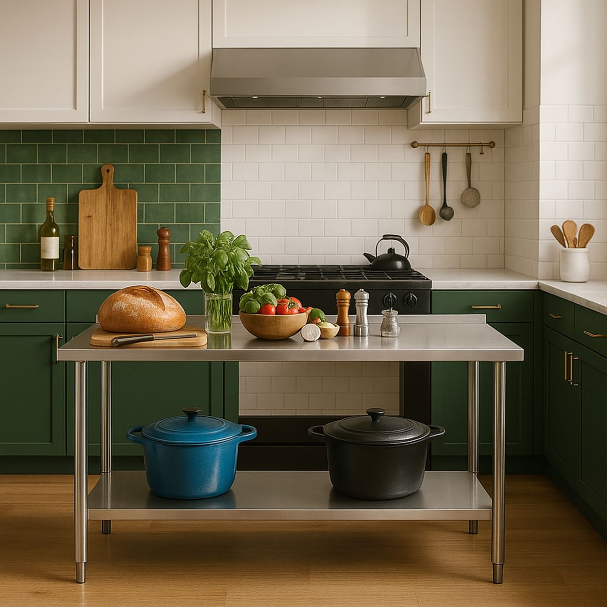 VENTUS - Meson de trabajo Mural con repisa inferior Eco 60x180 cm de Acero Inoxidable Inox