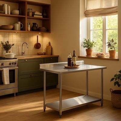 Imagen 2 del producto Meson de trabajo Mural con repisa inferior Eco 60x150 cm de Acero Inoxidable Inox