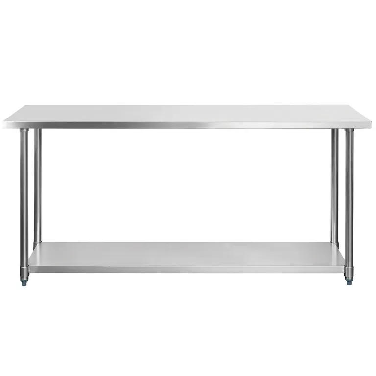 Meson de trabajo Central con repisa inferior Eco 60x180 cm de Acero Inoxidable Inox