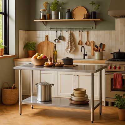 Imagen 2 del producto Meson de trabajo Central con repisa inferior Eco 60x180 cm de Acero Inoxidable Inox