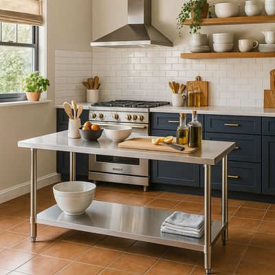 Imagen 2 del producto Meson de trabajo Central con repisa inferior Eco 60x150 cm de Acero Inoxidable Inox