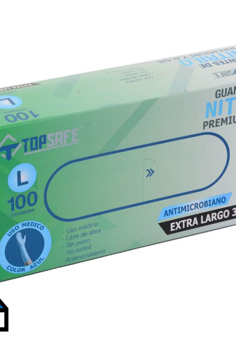 TOPSAFE - Guante Extra Largo Alto Riesgo de Nitrilo M Azul