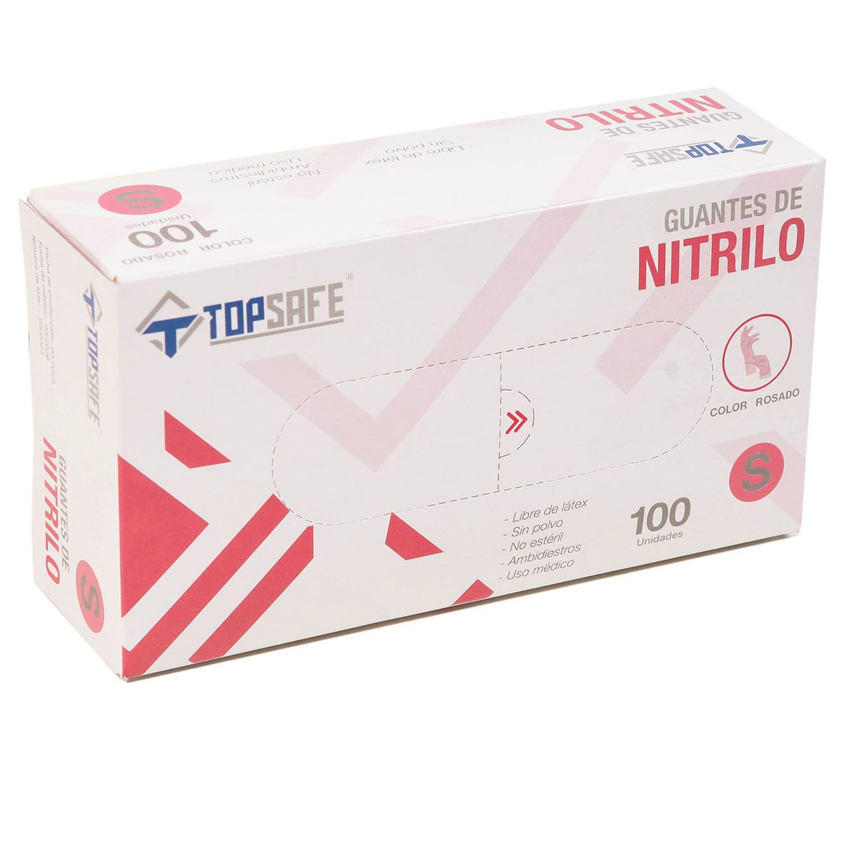 TOPSAFE - Guante de Nitrilo L Rosado