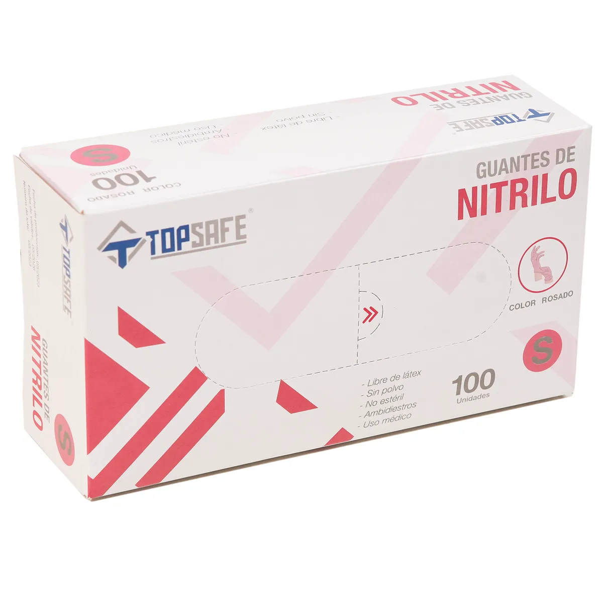 TOPSAFE - Guante de Nitrilo L Rosado