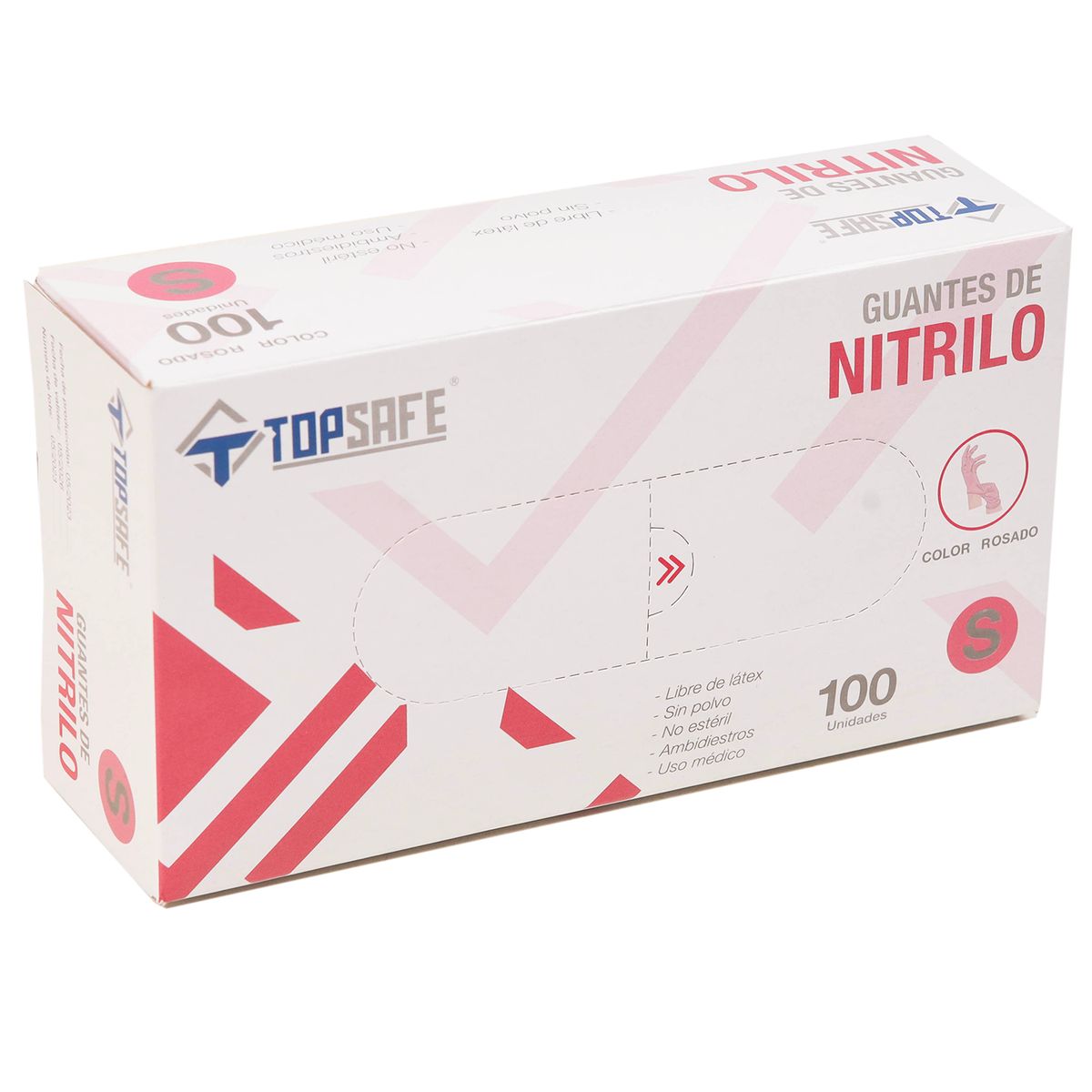 TOPSAFE - Guante de Nitrilo S Rosado