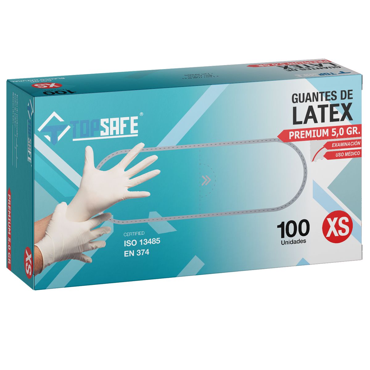 TOPSAFE - Guante de Latex S Blanco
