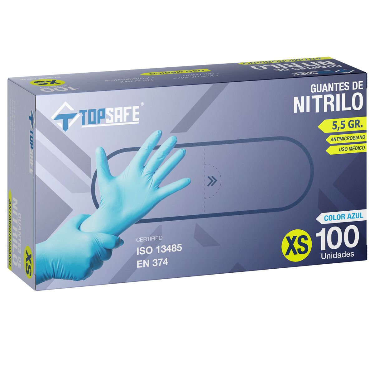 TOPSAFE - Guante Protect Azul de Nitrilo M Azul