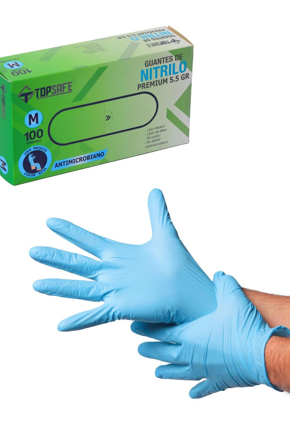 TOPSAFE - Guante Nitrilo Alto Riesgo Azul 5,5gr. T. L