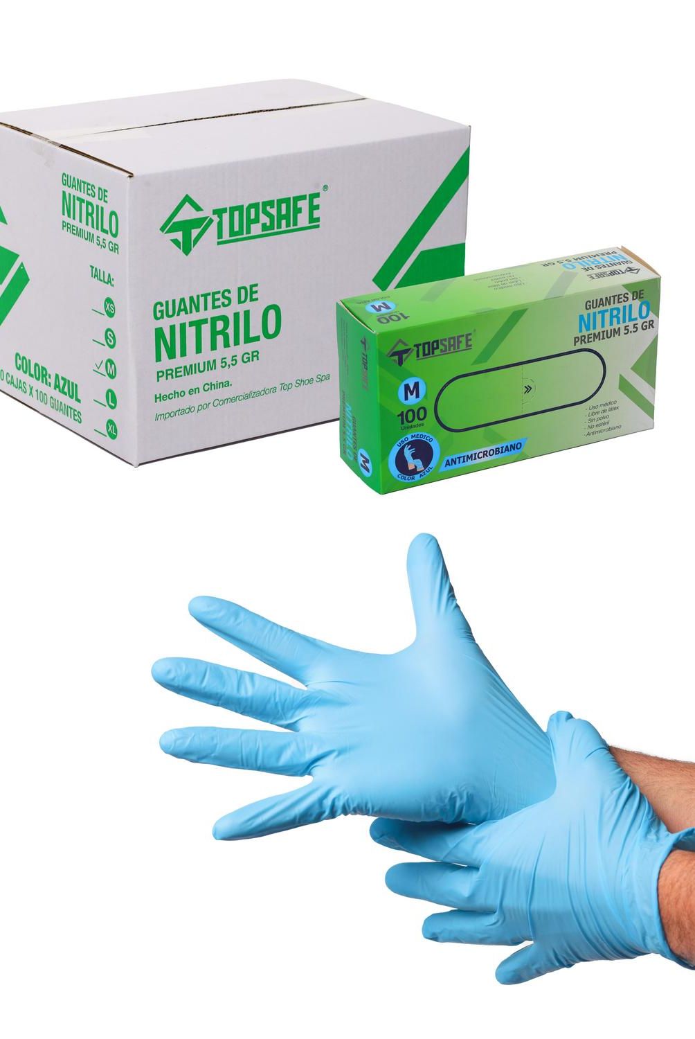 TOPSAFE - Guante Nitrilo Alto Riesgo Azul 5,5gr. T. L