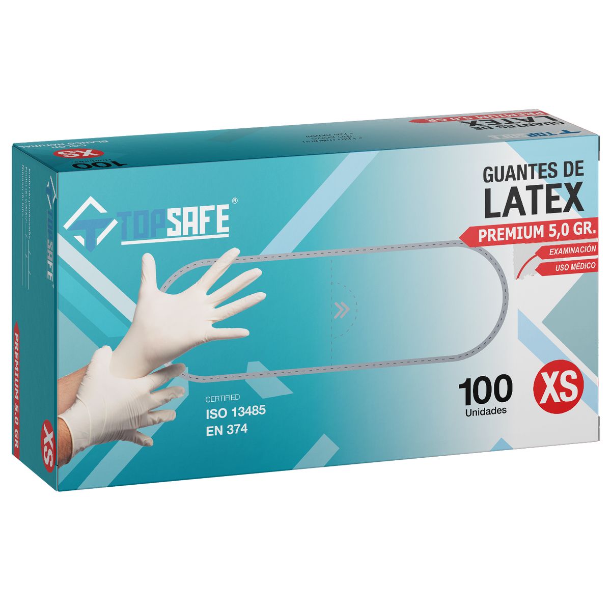 TOPSAFE - Guante de Látex M Blanco