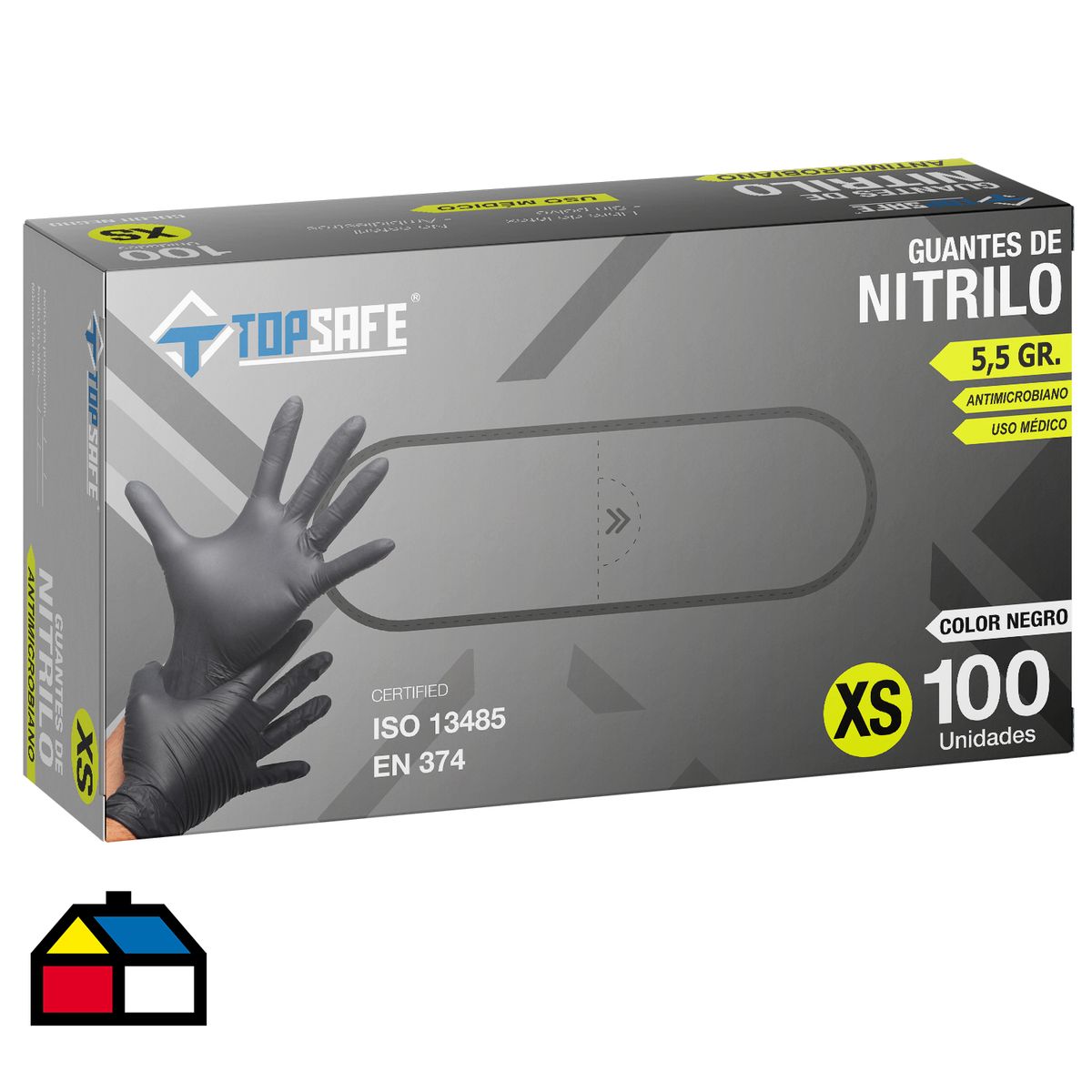 TOPSAFE - Guante Alto Riesgo de Nitrilo L Negro