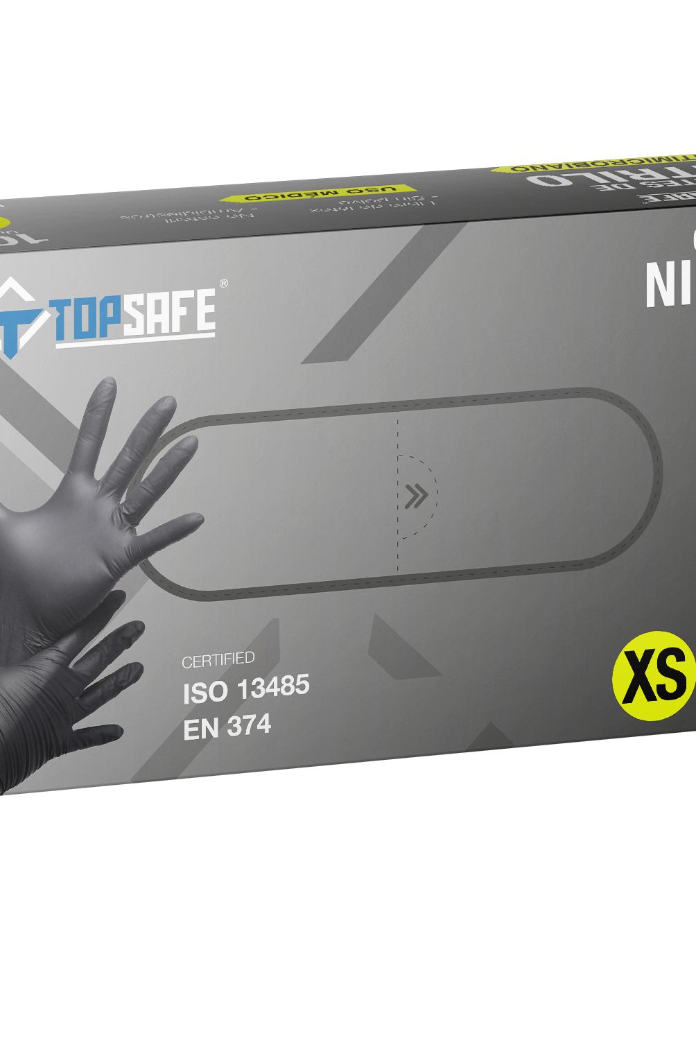 TOPSAFE - Guante Nitrilo Alto Riesgo Negro 5,5gr. T. XL