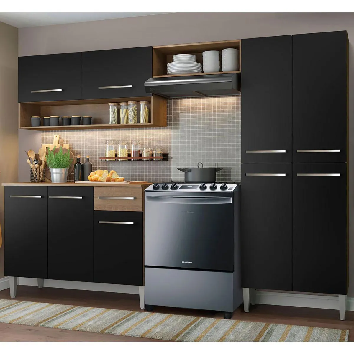 VEKKAHOME - Kit de cocina Emilly dark