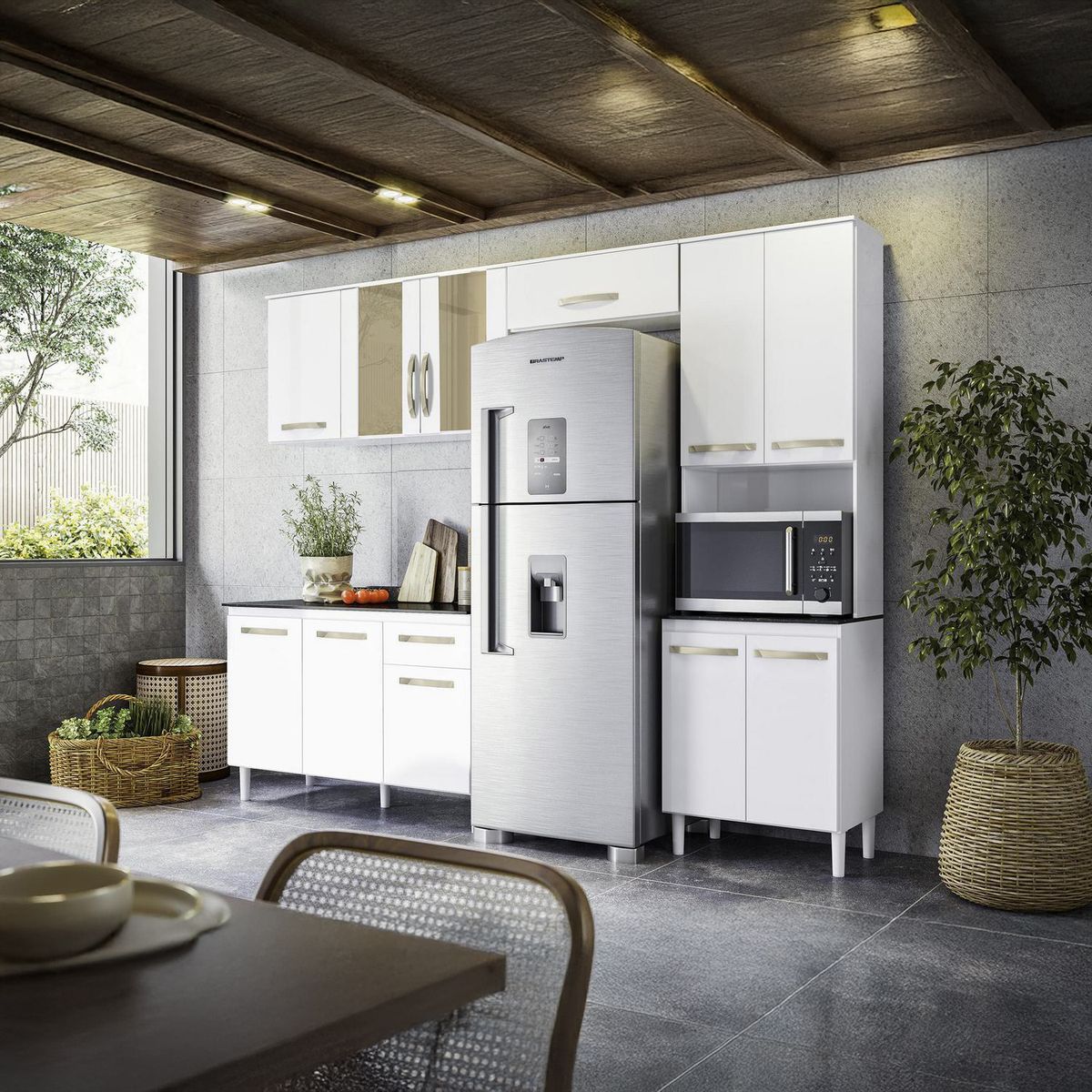 VEKKAHOME - Mueble de cocina kitchen fit invierno blanco