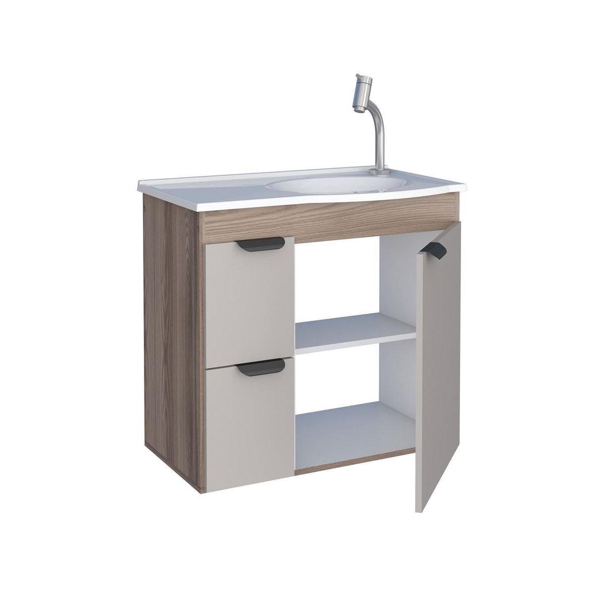 VEKKAHOME - Vanitorio Aéreo Margarida Café 64x57x36 cm