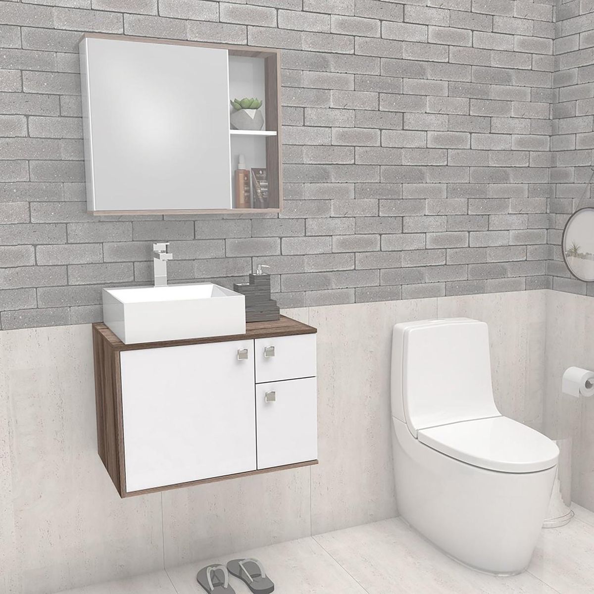 VEKKAHOME - Vanitorio Aéreo Caete Blanco 63x45x43 cm