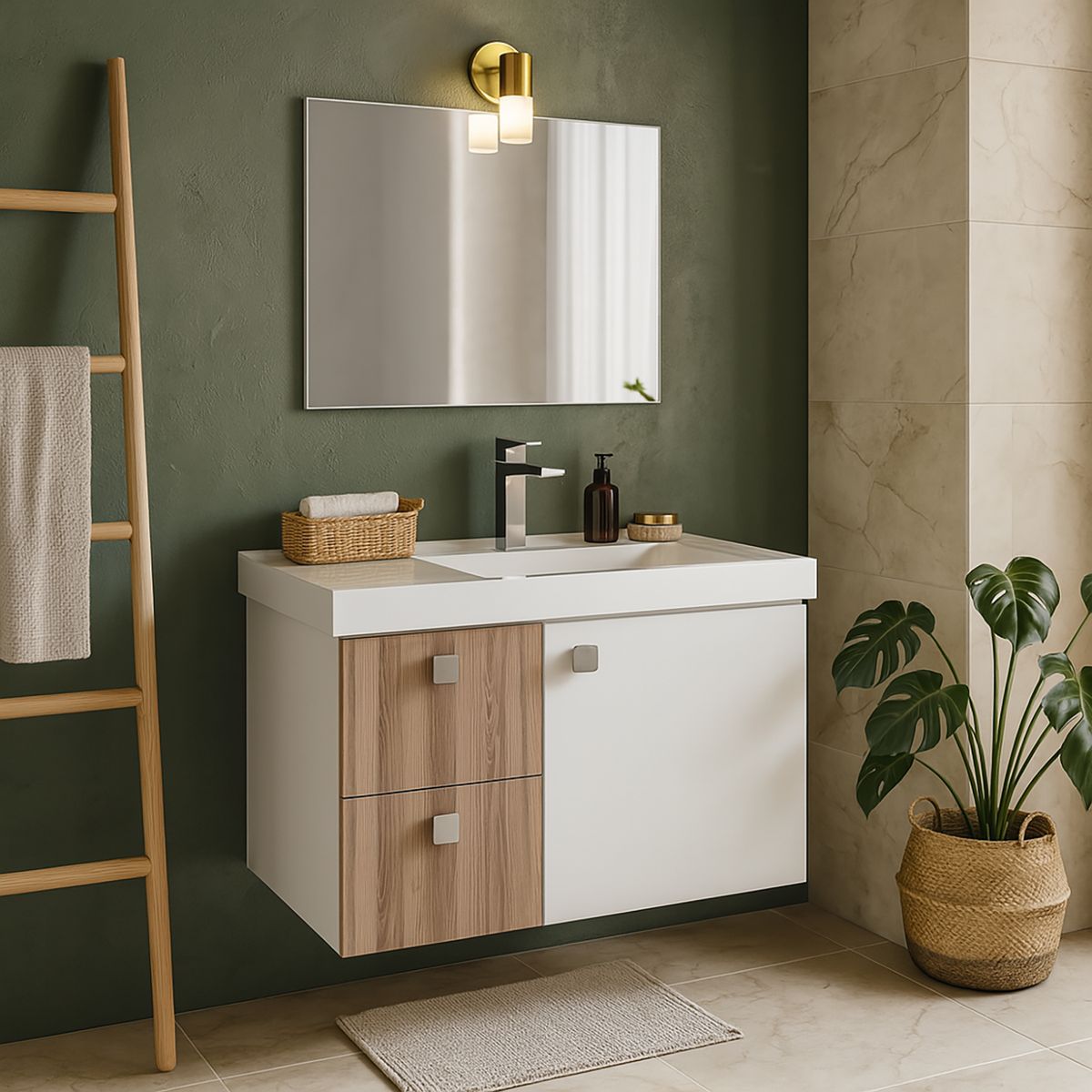 VEKKAHOME - Vanitorio Aéreo Moara Blanco 62x40x37 cm