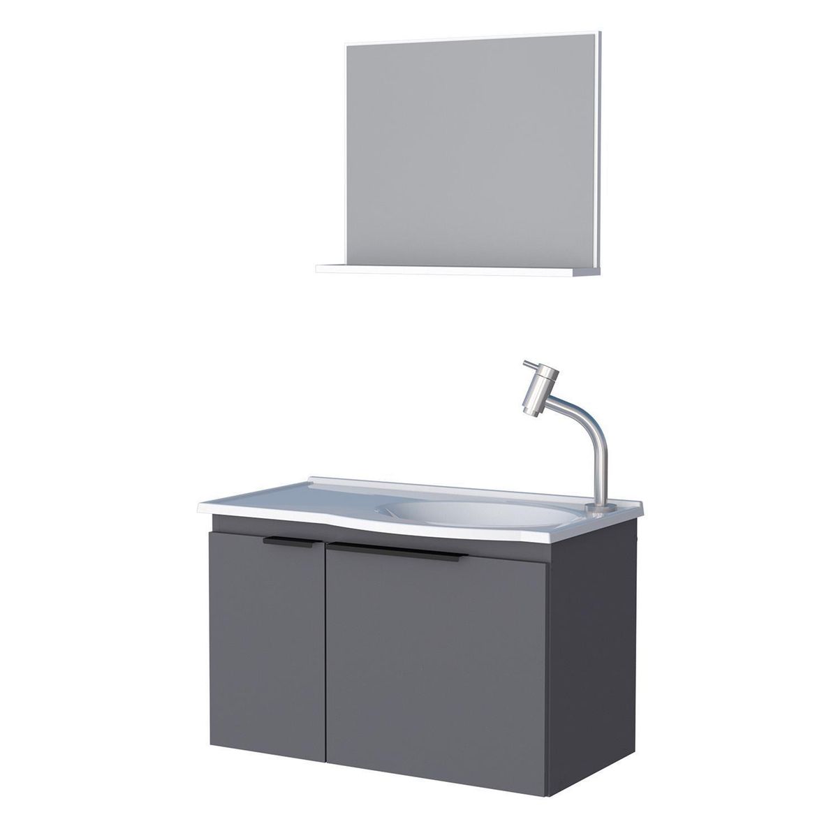 VEKKAHOME - Vanitorio Aéreo Quartzo Gris 63x38x32 cm