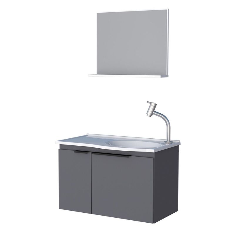 VEKKAHOME - Vanitorio Aéreo Quartzo Gris 63x38x32 cm