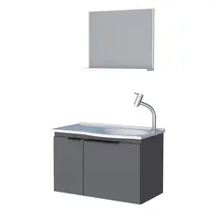 VEKKAHOME - Vanitorio Aéreo Quartzo Gris 63x38x32 cm