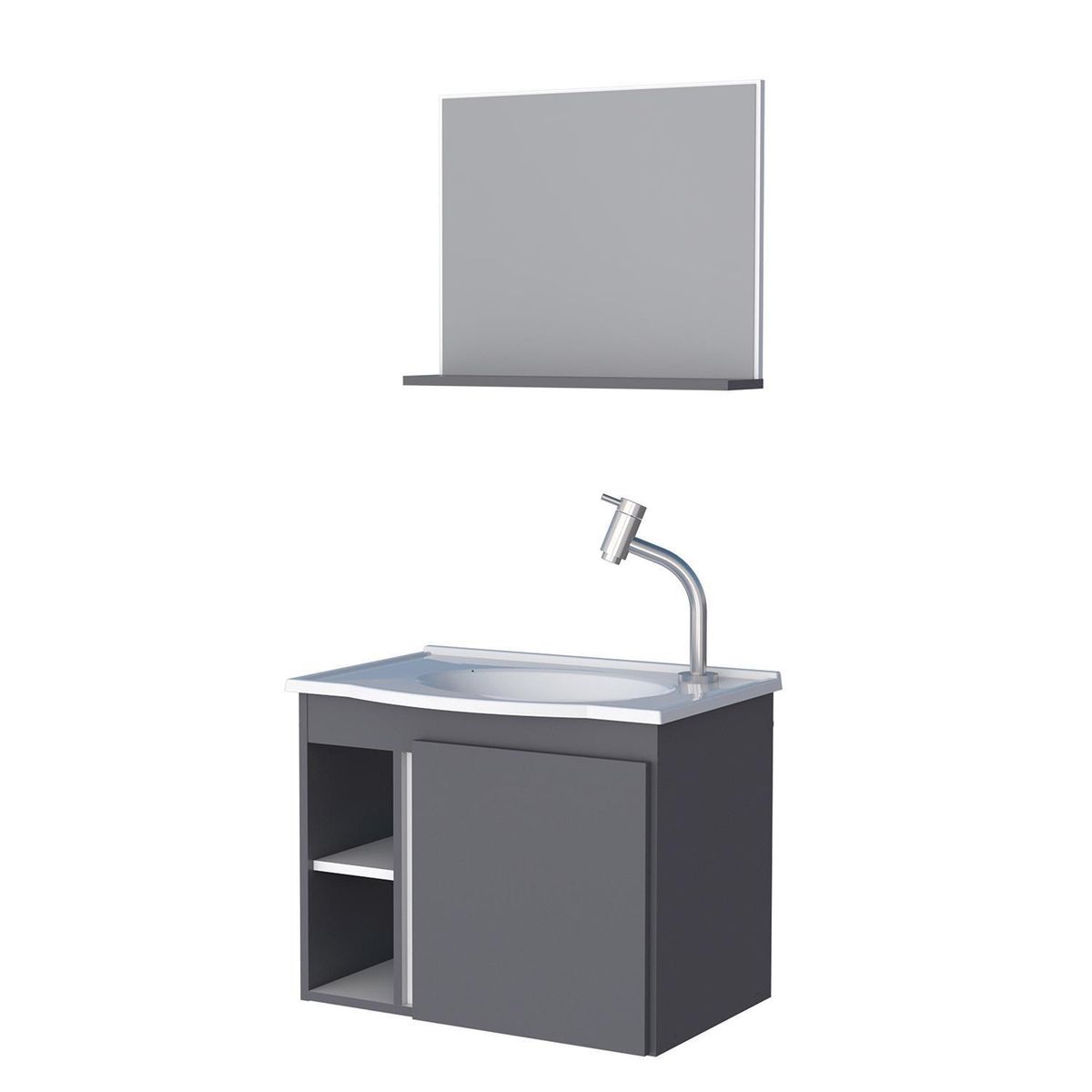 VEKKAHOME - Vanitorio Aéreo Safira Gris 52x42x38 cm