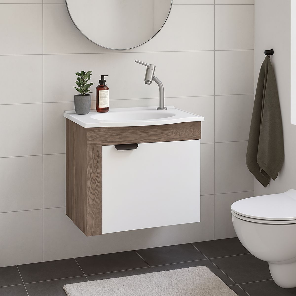 VEKKAHOME - Vanitorio Aéreo Jasmim Café 52x46x35 cm