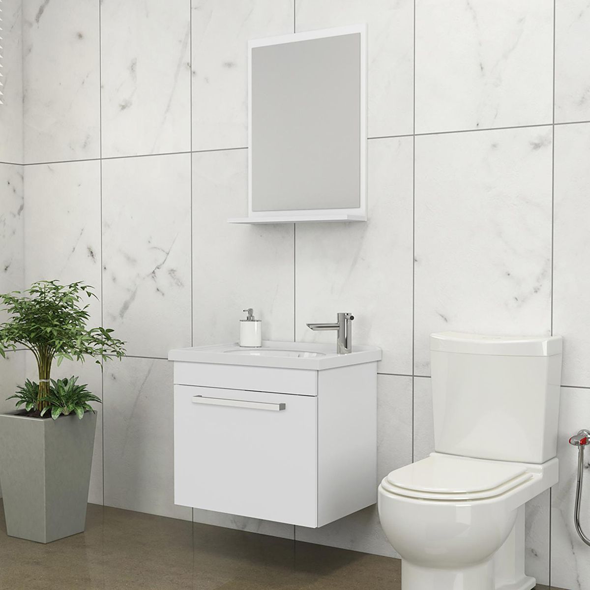 VEKKAHOME - Vanitorio Aéreo Agata Blanco 47x43x34 cm