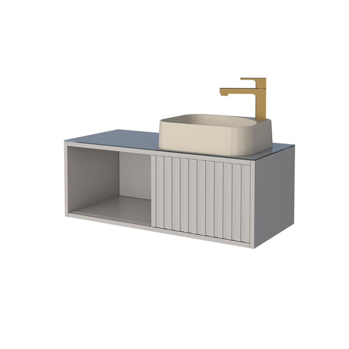 VEKKAHOME - Vanitorio Aéreo Lugo Beige 82x31x36 cm