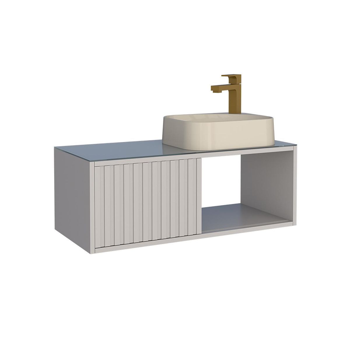 VEKKAHOME - Vanitorio Aéreo Lugo Beige 82x31x36 cm