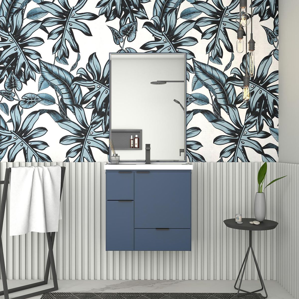 VEKKAHOME - Vanitorio Orquidea Azul 64x65x39 cm